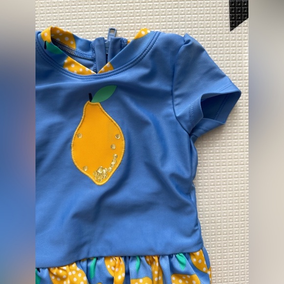 Cat & Jack|Baby girl Blue and Yellow One Piece Swimsuit with lemon fruit print• - Picture 2 of 5